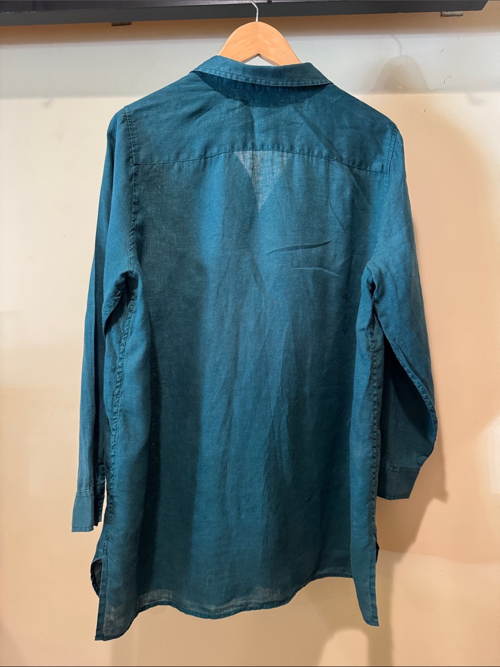 Garnet Hill Teal Linen Shirt - Picture 5 of 5